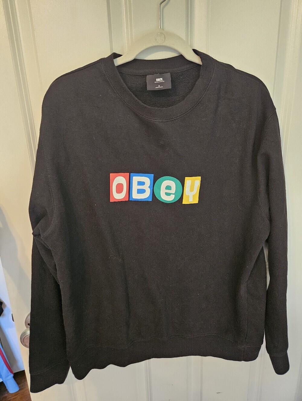 Obey Black Sweatshirt with Multicolor Block Logo